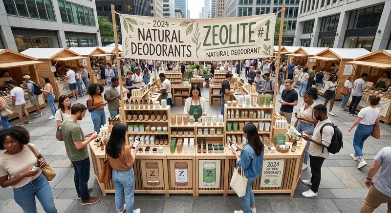 친환경 천연 데오도란트가 가득한 활기찬 도시 시장