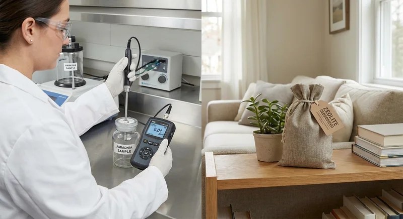 실험실 연구원과 가정용 탈취제 비교 사진