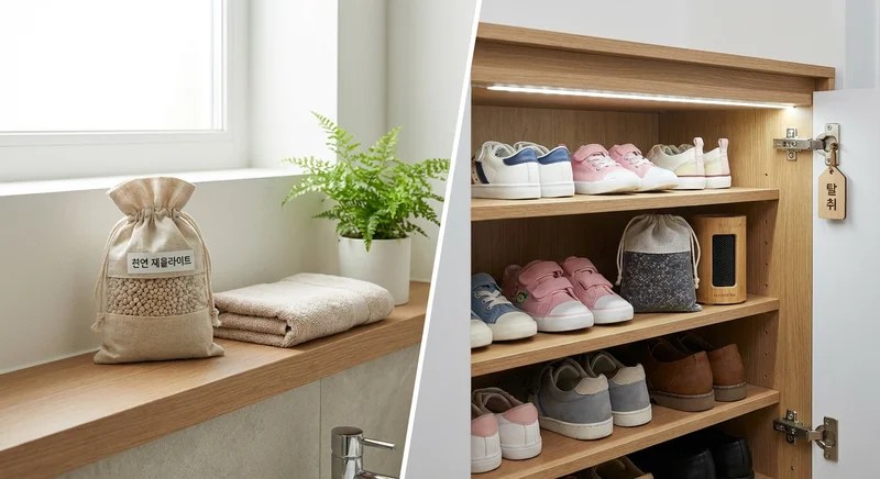 현대적인 욕실과 신발장의 제올라이트 탈취 효과