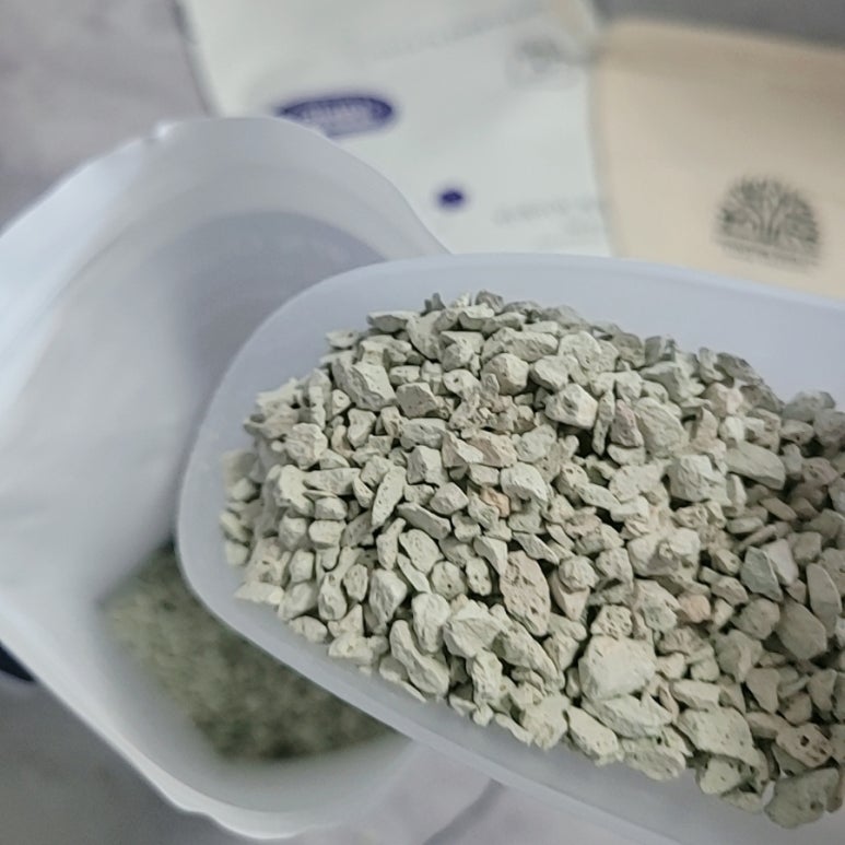 Macro shot of different filtration media particles zeolite pellets activated carbon granules and bio